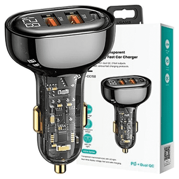 USAMS USAMS Lad. alone. 2xUSB+1xUSB-C 125WFast Charge prozorno črna CC158CC01 (US-CC158)