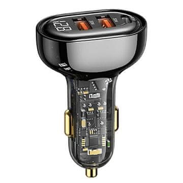 shumee 125W USAMS avtomobilski polnilnik s hitrim polnjenjem 2xUSB + 1xUSB-C črne barve