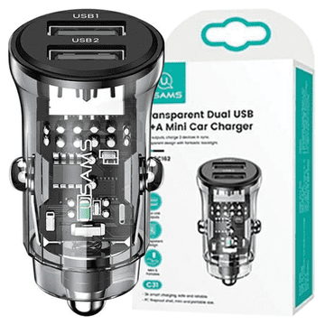 1 to 3 Usams Polnilec 2Xusb-A 3A Za Iphone 12 13 14 Avto Hitro Polnjenje