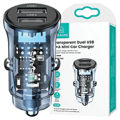 1 to 3 Usams 2Xusb-A Avtopolnilec Za Telefone 3A Za Hitro Polnjenje