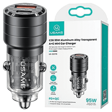 1 to 3 Usams C36 95W Avtopolnilec Za Avto Telefone Fast Charge Usb Usb-C