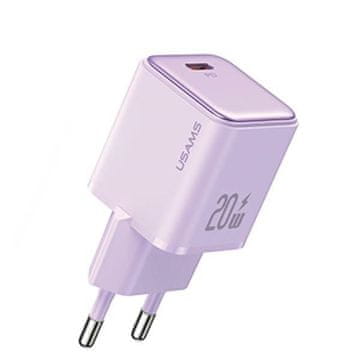 shumee 20W USAMS Power Delivery USB-C stenski polnilnik vijoličen