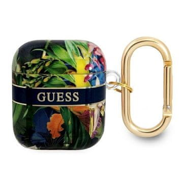 Guess Ovitek za AirPods 1 Guess Flower Strap Collection moder