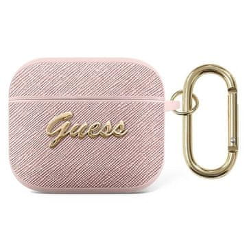 Guess Guess Saffiano Script kovinski roza ovitek za AirPods 3