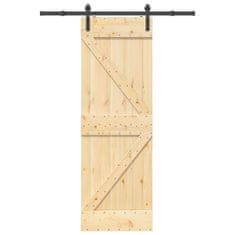 shumee vidaXL Drsna vrata s kompletom vodil 70x210 cm trdna borovina