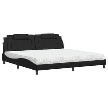 Vidaxl Postelja z vzmetnico Viana črna 200x200 cm umetno usnje