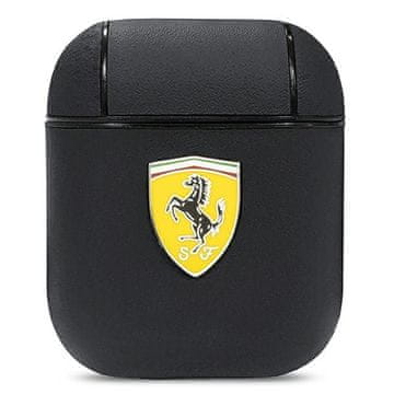 Ferrari FESA2LEBK ovitek za AirPods 1/2 črn/črn usnjen na tracku