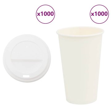 Vidaxl Papirnate skodelice za kavo s pokrovčki 1000 kosov 16oz 400ml