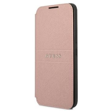 Guess Ovitek za Samsung Galaxy S22 Plus Guess Saffiano Stripes roza s preklopom