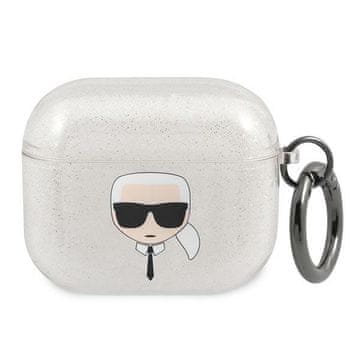 Karl Lagerfeld KLA3UKHGS ovitek za AirPods 3 srebrn/srebrn bleščeči Karl`s Head