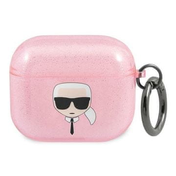 Karl Lagerfeld KLA3UKHGP ovitek za AirPods 3 roza/roza bleščeči Karl`s Head