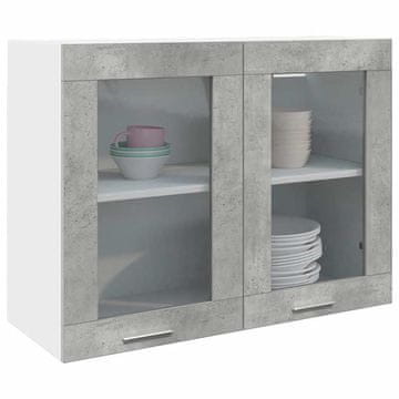 Vidaxl vidaXL Stenska omarica s steklom betonsko siva 80x31x60 cm
