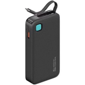 shumee USAMS prenosna baterija z zložljivim kablom USB-C 10000 mAh 20W PD hitro polnjenje črne barve