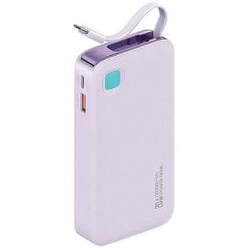 shumee Prenosna baterija USAMS z zložljivim kablom USB-C 10000mAh PD 20W vijolična