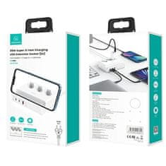 USAMS podaljšek za napajanje 65W Super SiFast polnjenje USB vtičnica EU bela/bela CC160TC01 (US-CC160)