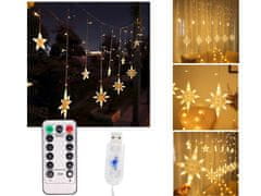 Malatec Novoletne lučke svetlobna zavesa 138 LED toplo bela USB zvezde