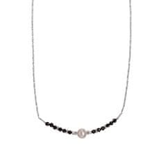 Srebrna ogrlica s spinelnimi kroglicami in pravim biserom AL4109-Argento-Spinello