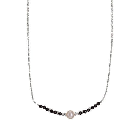 Srebrna ogrlica s spinelnimi kroglicami in pravim biserom AL4109-Argento-Spinello