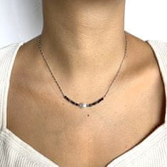 Srebrna ogrlica s spinelnimi kroglicami in pravim biserom AL4109-Argento-Spinello