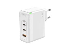 Jellico Hišni adapter C118 220V Gun QC 100W vhod 1x USB A (22,5W) in 2x Type C (1x 65W + 1x 35W) - bel