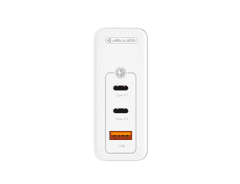 Jellico Hišni adapter C118 220V Gun QC 100W vhod 1x USB A (22,5W) in 2x Type C (1x 65W + 1x 35W) - bel