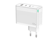 Jellico Hišni adapter C118 220V Gun QC 100W vhod 1x USB A (22,5W) in 2x Type C (1x 65W + 1x 35W) - bel