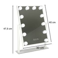 WOWO Kozmetično ogledalo z LED in USB - LED kozmetično ogledalo na stojalu z 12 USB žarnicami 30x40cm