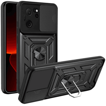 Onasi Silikonski ovitek Armor Ring z zaščito kamere za Xiaomi Redmi 12 4G - črn