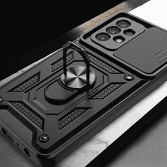 Onasi Silikonski ovitek Armor Ring z zaščito kamere za Samsung Galaxy S24 Ultra 5G - črn
