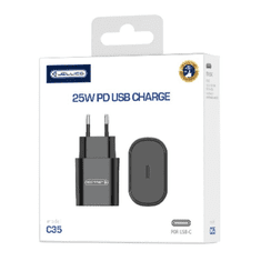 Jellico Hišni polnilec adapter C35 (Quick Charge) 25W vhod Type-C,Original (EU Blister) črn