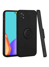 Onasi Silikonski ovitek Liquid Ring za Samsung Galaxy A03s A037 - črn