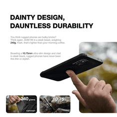 AGM Odporni pametni telefon H6 4G 4+4GB/128GB DS Android 13, Kamera 50MP dual AI - črn
