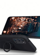Onasi Silikonski ovitek Liquid Ring za Samsung Galaxy A03s A037 - črn