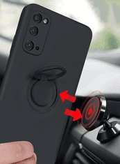 Onasi Silikonski ovitek Liquid Ring za Samsung Galaxy A03s A037 - črn