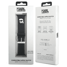 Karl Lagerfeld Silikonski pašček za uro za Apple Watch 42 / 44 / 45 / 49 mm - Karls Head - črn - KLAWLSLKP