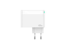 Jellico Hišni adapter C118 220V Gun QC 100W vhod 1x USB A (22,5W) in 2x Type C (1x 65W + 1x 35W) - bel