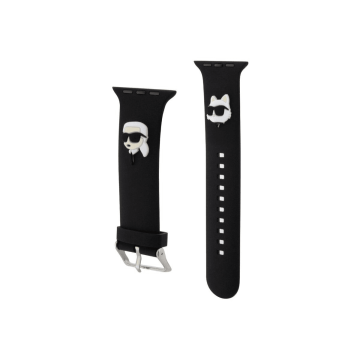 Karl Lagerfeld Silikonski pašček za uro za Apple Watch 38 / 40 / 41 mm - Heads - črn - KLAWMSLKCNK