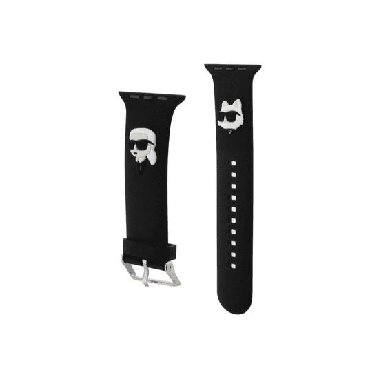 Karl Lagerfeld Silikonski pašček za uro za Apple Watch 38 / 40 / 41 mm - Heads - črn - KLAWMSLKCNK