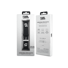Karl Lagerfeld Silikonski pašček za uro za Apple Watch 38 / 40 / 41 mm - Heads - črn - KLAWMSLKCNK