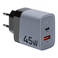 Tactical Adapter hišni polnilec MicroGrid QC 45W vhod 1x USB A in 1x Type C - Original (EU Blister) siv