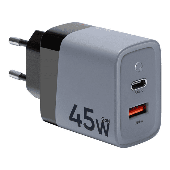 Tactical Adapter hišni polnilec MicroGrid QC 45W vhod 1x USB A in 1x Type C - Original (EU Blister) siv