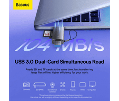 BASEUS čitalec SD / Micro SD / MMC / M2 kartic Ključek USB-A in USB Type C