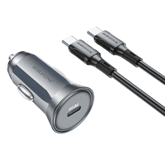Borofone BZ26 avtopolnilec PD 30W Type C QC 3.0 s kablom Type C - Type C 1m - črn