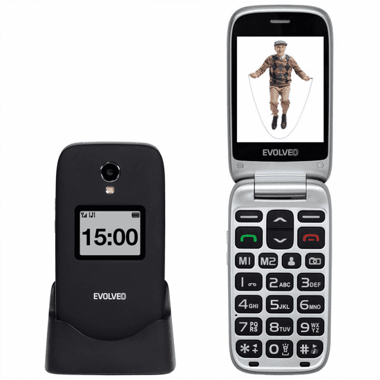 Evolveo Easyphone FS EP-771 preklopni telefon na tipke za starejše 4G črn