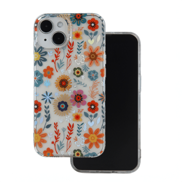 Onasi Silikonski ovitek Hippie Flower za iPhone 16 Pro - oranžen