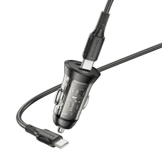Borofone BZ26B avtopolnilec PD 45W 2x Type C QC 3.0 s kablom Type C - Type C 1m - črn