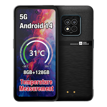 AGM Odporni pametni telefon X6 5G 8GB/128GB DS Android 14, Kamera 50MP dual AI - črn