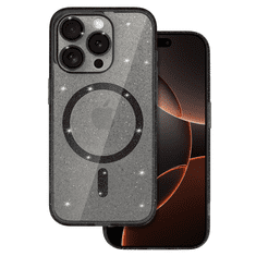 Onasi Silikonski ovitek Glitter MagSafe za iPhone 16 Pro Max - prozorno črn z bleščicami
