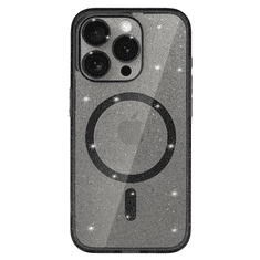 Onasi Silikonski ovitek Glitter MagSafe za iPhone 16 Pro Max - prozorno črn z bleščicami