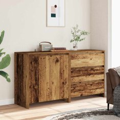 Vidaxl 2 kosa Komoda starinski les inženirski les